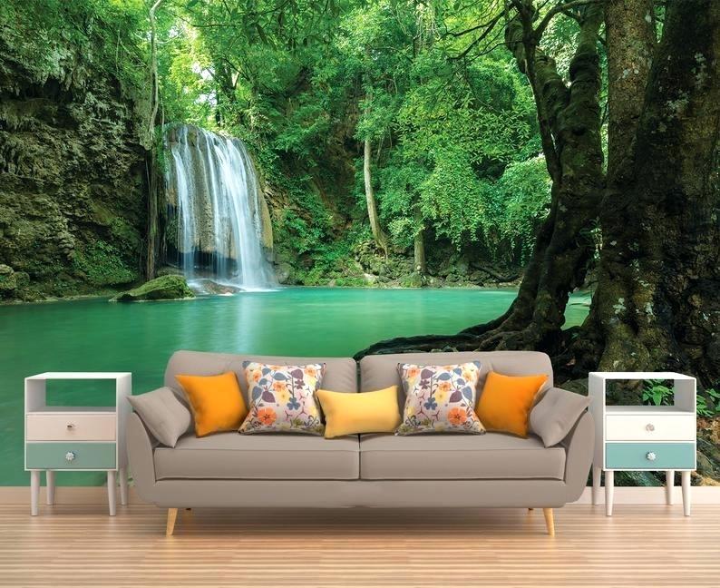 Waterfall Wallpaper For Walls Forest Trees Wall Decal - Обои Космос На Стену - HD Wallpaper 