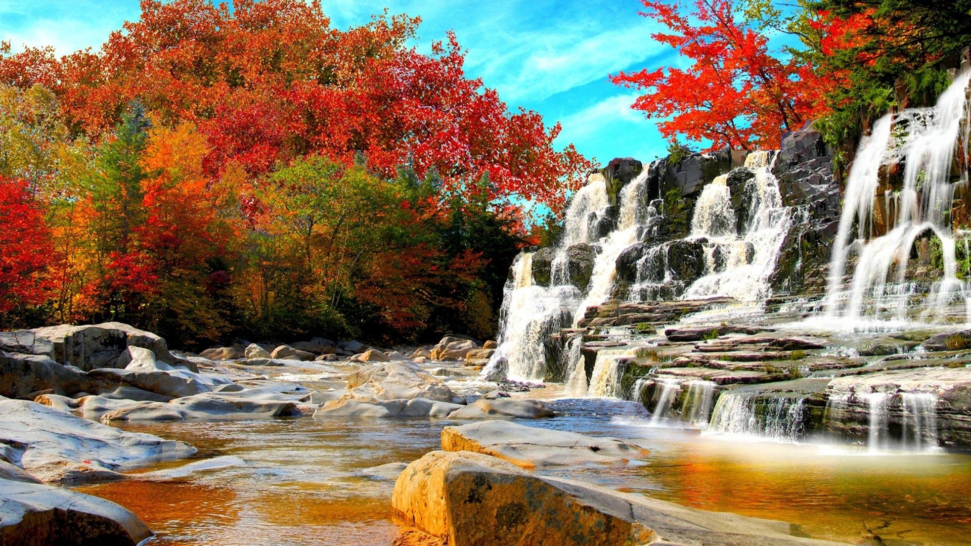 Fall Waterfall Wallpaper Hd - HD Wallpaper 