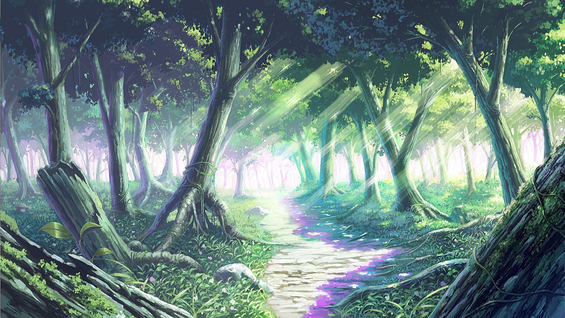 Drawn Tag Wallpapers - Anime Forest Background - HD Wallpaper 