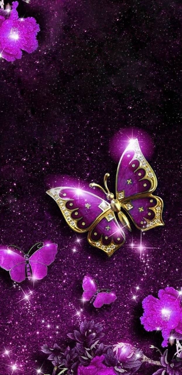 Glitter Butterfly Wallpaper By Princessofwallpapers - Asus Zenfone Max Pro M1 - HD Wallpaper 