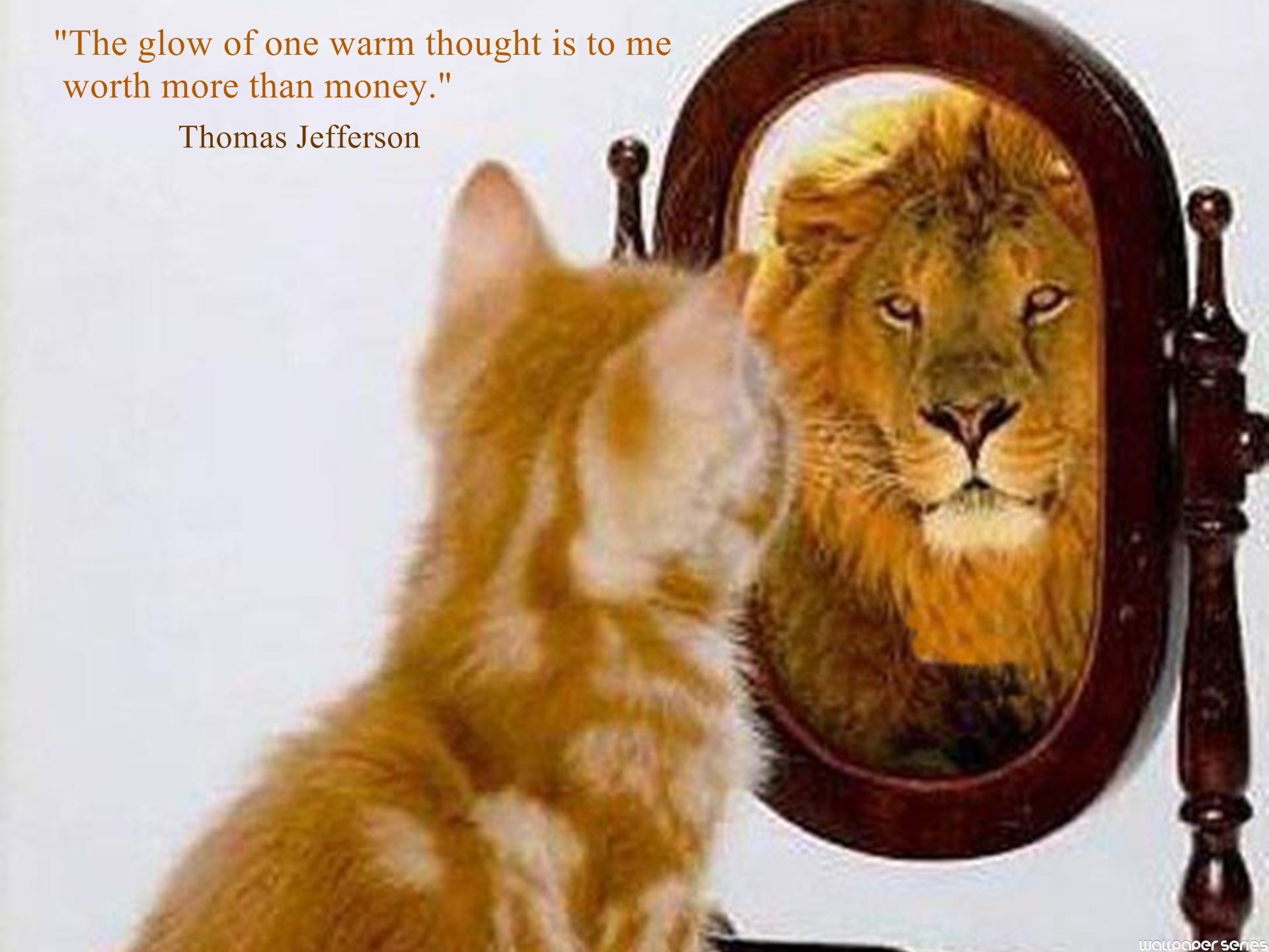 Inspirational Warm Thought Quotes Wallpaper - Lion And Cub Mirror - HD Wallpaper 