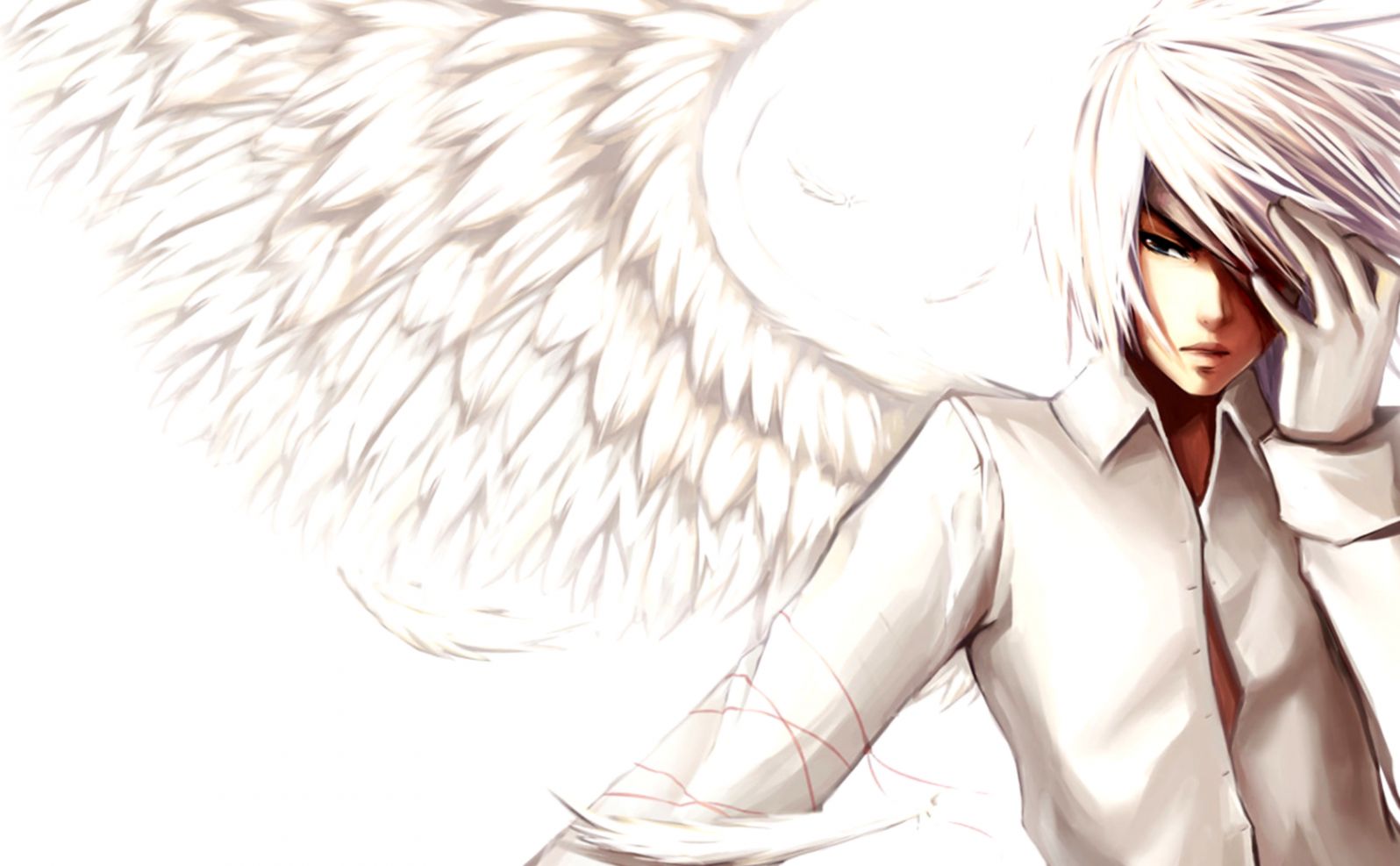 Angel Wings Wallpaper Wallpapersafari - Angel Wings Anime Boy - HD Wallpaper 