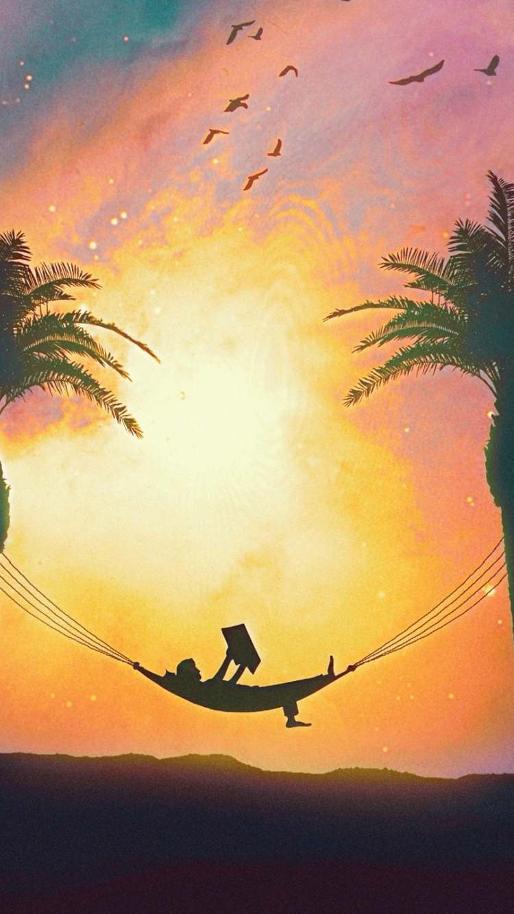 Relaxing, Silhouette, Sunset, Art, Wallpaper - Relaxing Sunset - HD Wallpaper 
