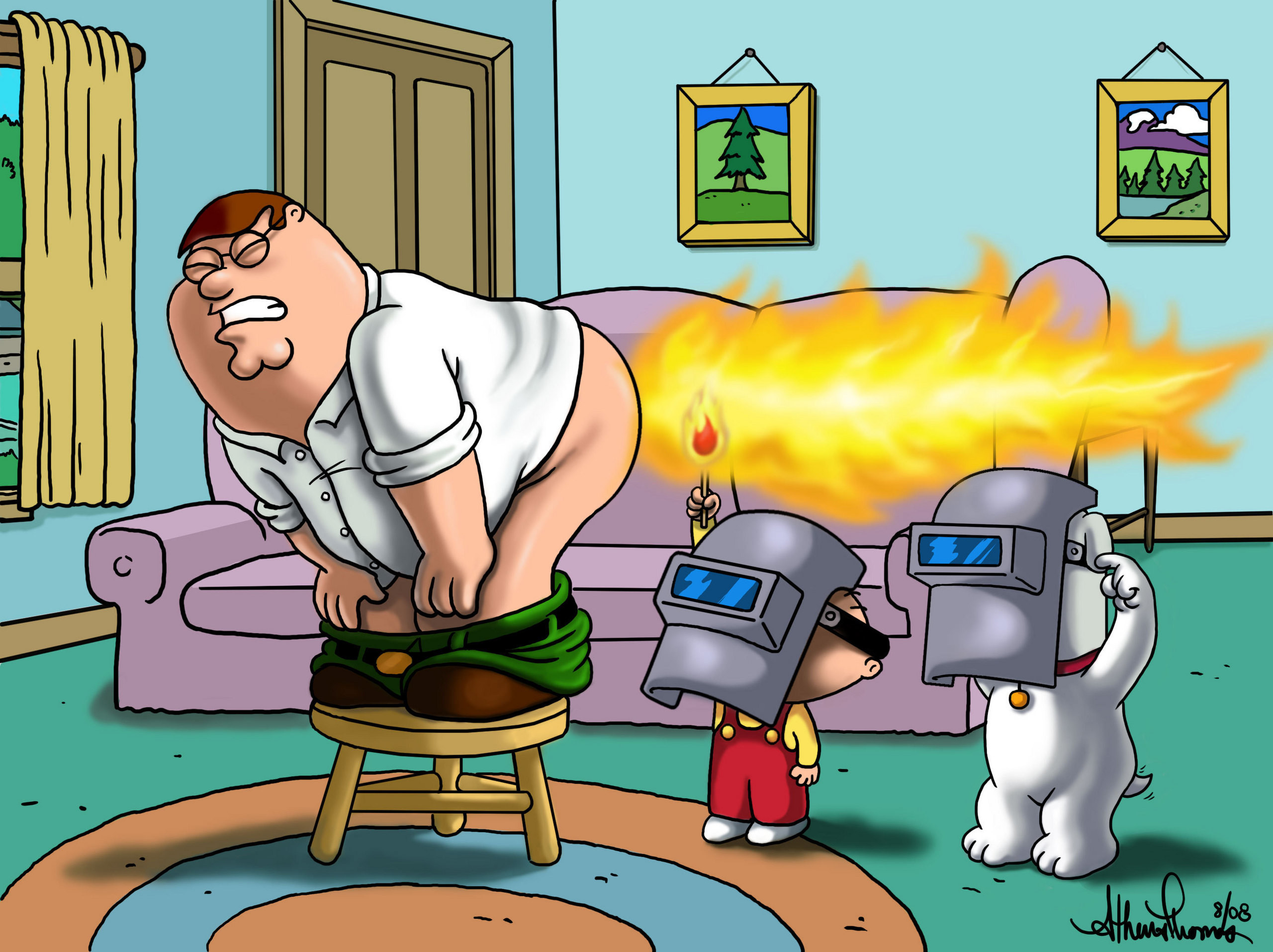 2560x1915, Family Guy Characters Images Family Guy - Family Guy Fart On Fire - HD Wallpaper 