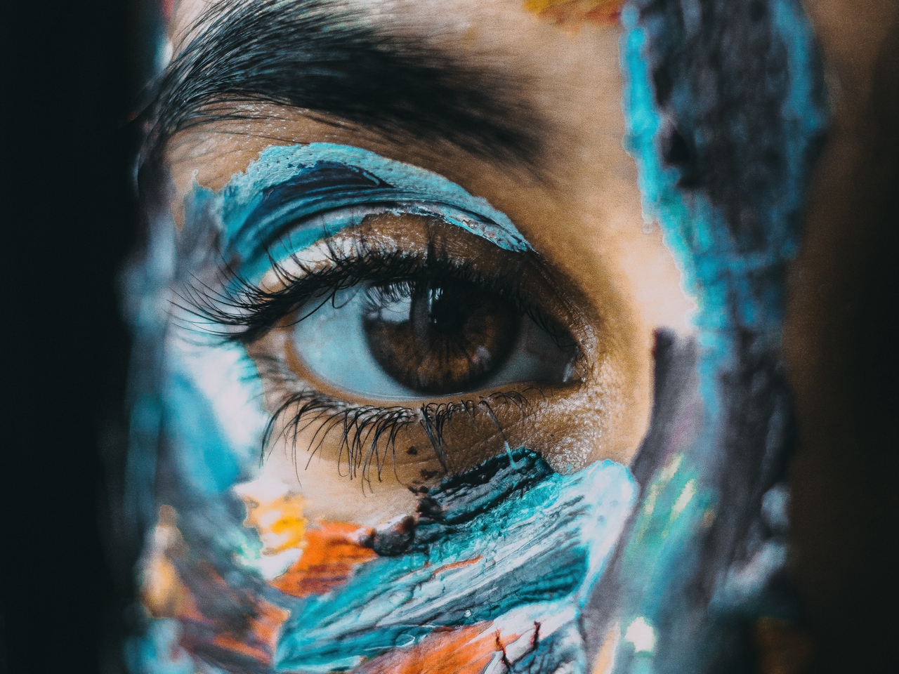 Wallpaper Eye, Paint, Face - Close-up - HD Wallpaper 