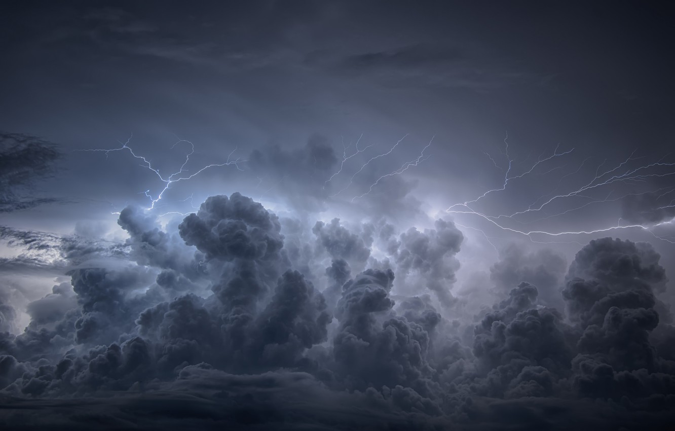 Photo Wallpaper The Sky, Clouds, Element, Lightning - Небо Тучи - HD Wallpaper 