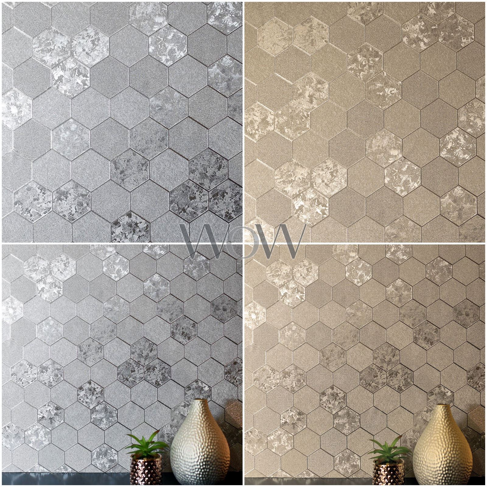 Arthouse Wallpaper Foil Honeycomb Silver - HD Wallpaper 