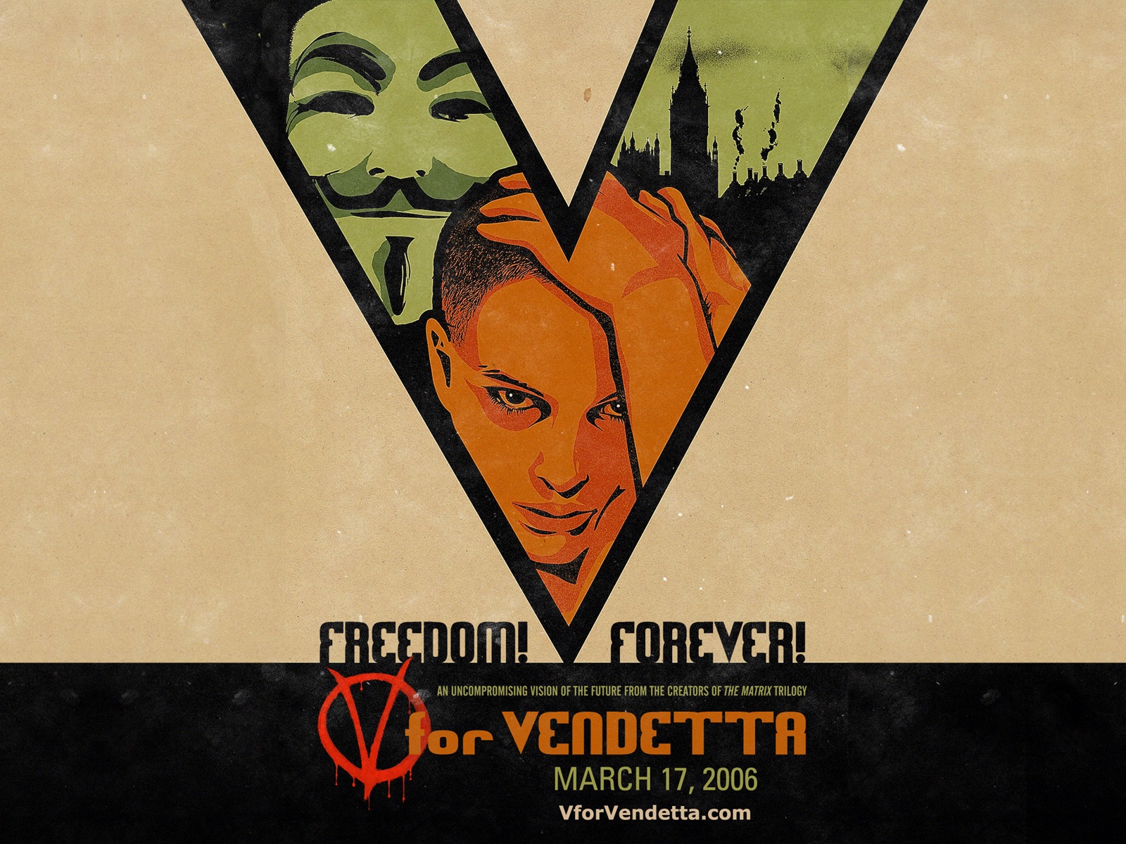 V For Vendetta 2006 - HD Wallpaper 