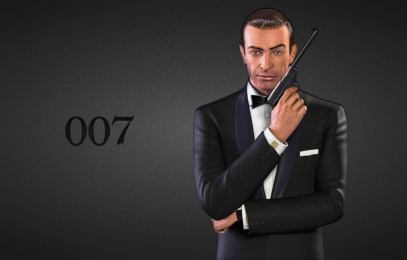 Photo Wallpaper Gun, The Inscription, Black Background, - Sean Connery Wallpaper James Bond - HD Wallpaper 