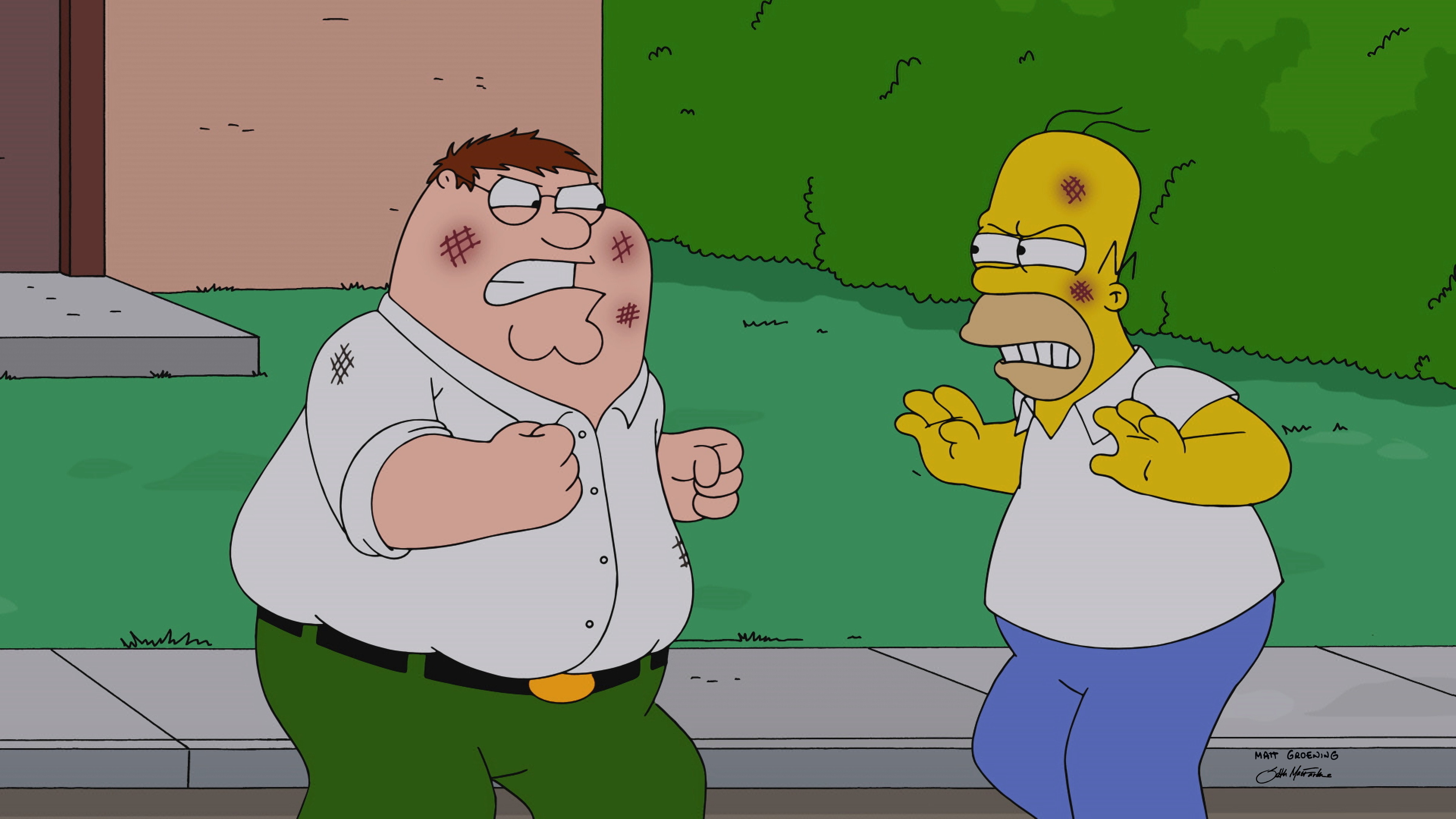 Fictional Character Peter Griffin In Family Guy Wallpaper - Simpson And Family Guy Fight - HD Wallpaper 