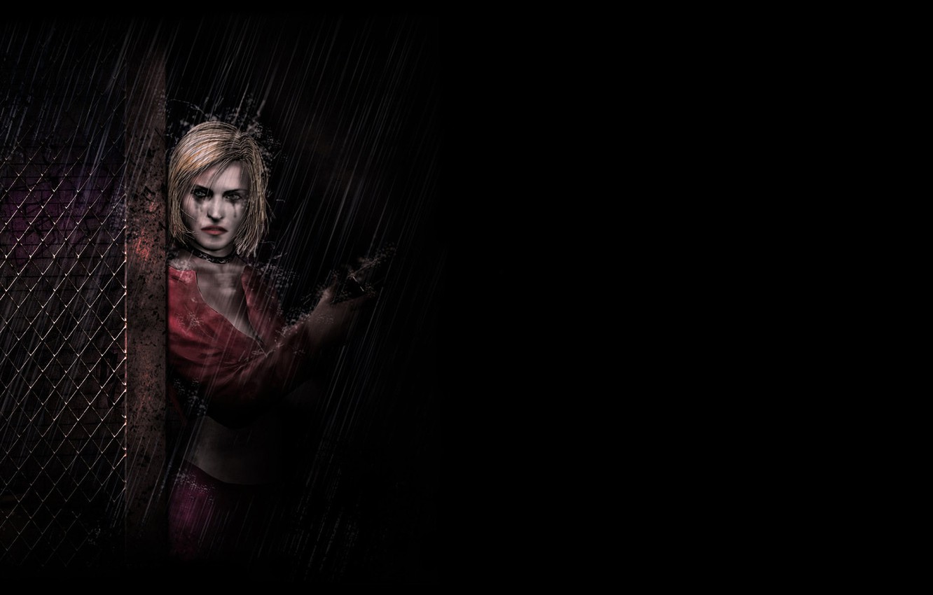 Photo Wallpaper Girl, Gun, Rain, The Fence, Grille, - Silent Hill 2 Мария - HD Wallpaper 