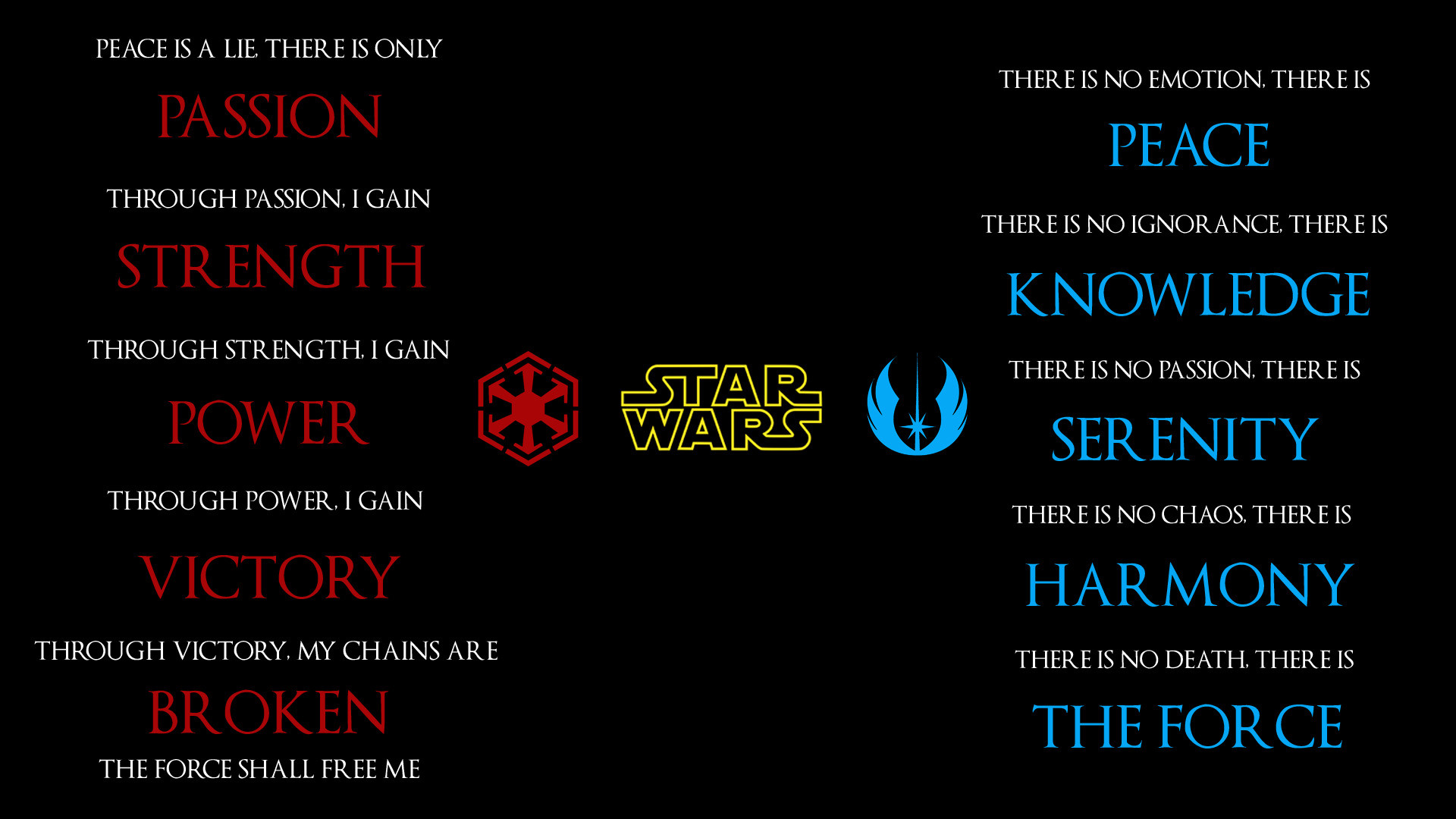 1920x1080, I Made A Wallpaper Of The Sith And Jedi - Star Wars Sith Code - HD Wallpaper 