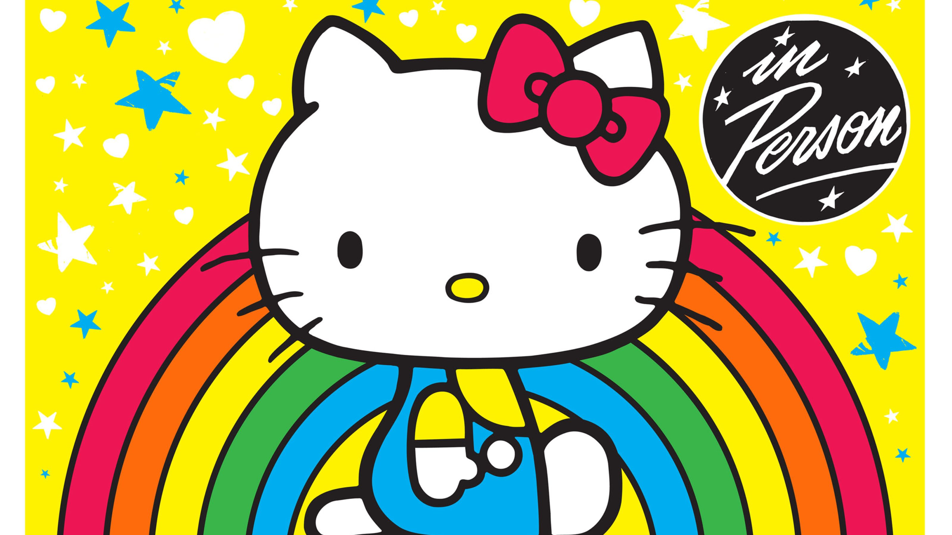 Hello Kitty Background With Rainbow - HD Wallpaper 
