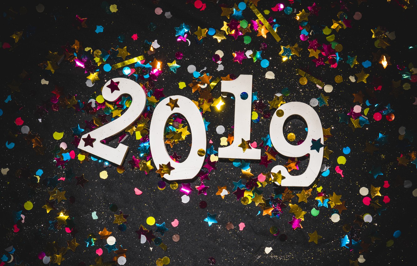 Photo Wallpaper Colorful, New Year, Figures, Happy, - 2019 Fond D Écran - HD Wallpaper 