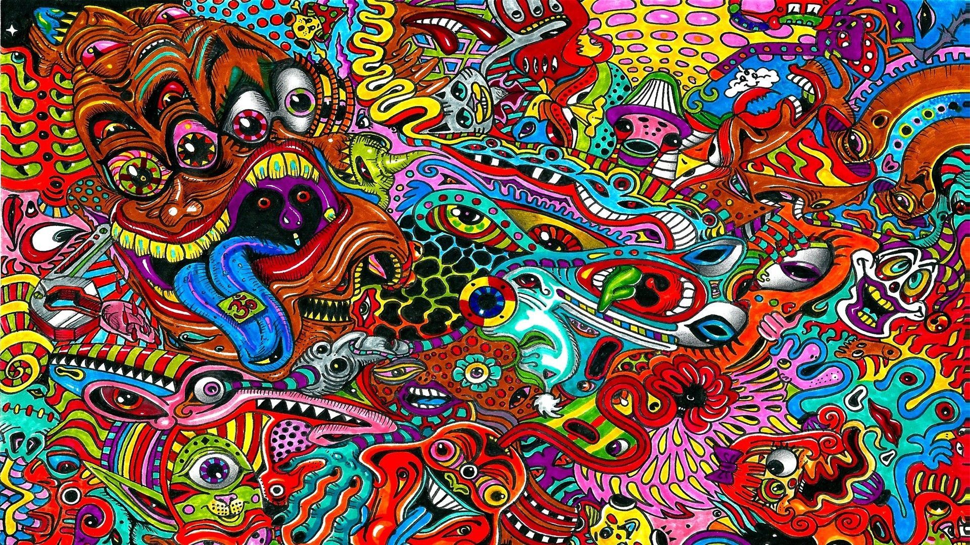 Full Hd 1080p Desktop Wallpapers Hd 1920x1080, Free - Psychedelic Faces - HD Wallpaper 