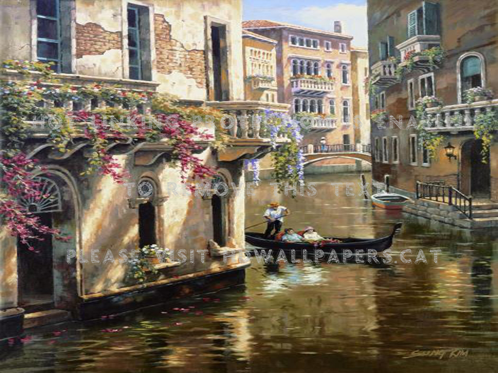 Venise Water Italie Venezia Boat Ancient - Pintura De Ruas De Veneza - HD Wallpaper 