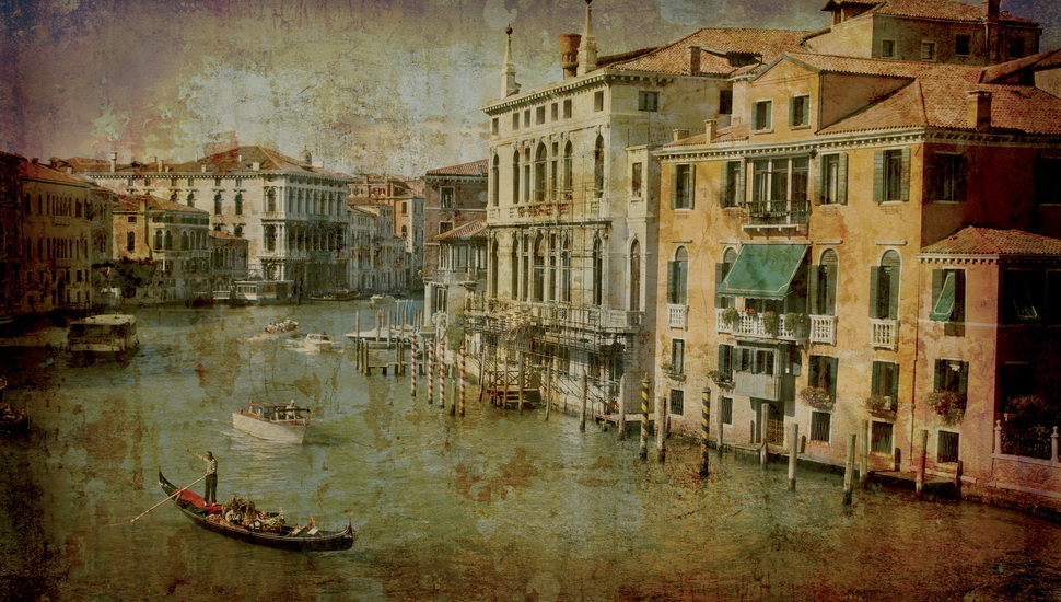 Vintage, Grunge, Venice, The City, Gondola, Channel, - Модульная Картина Старый Город - HD Wallpaper 