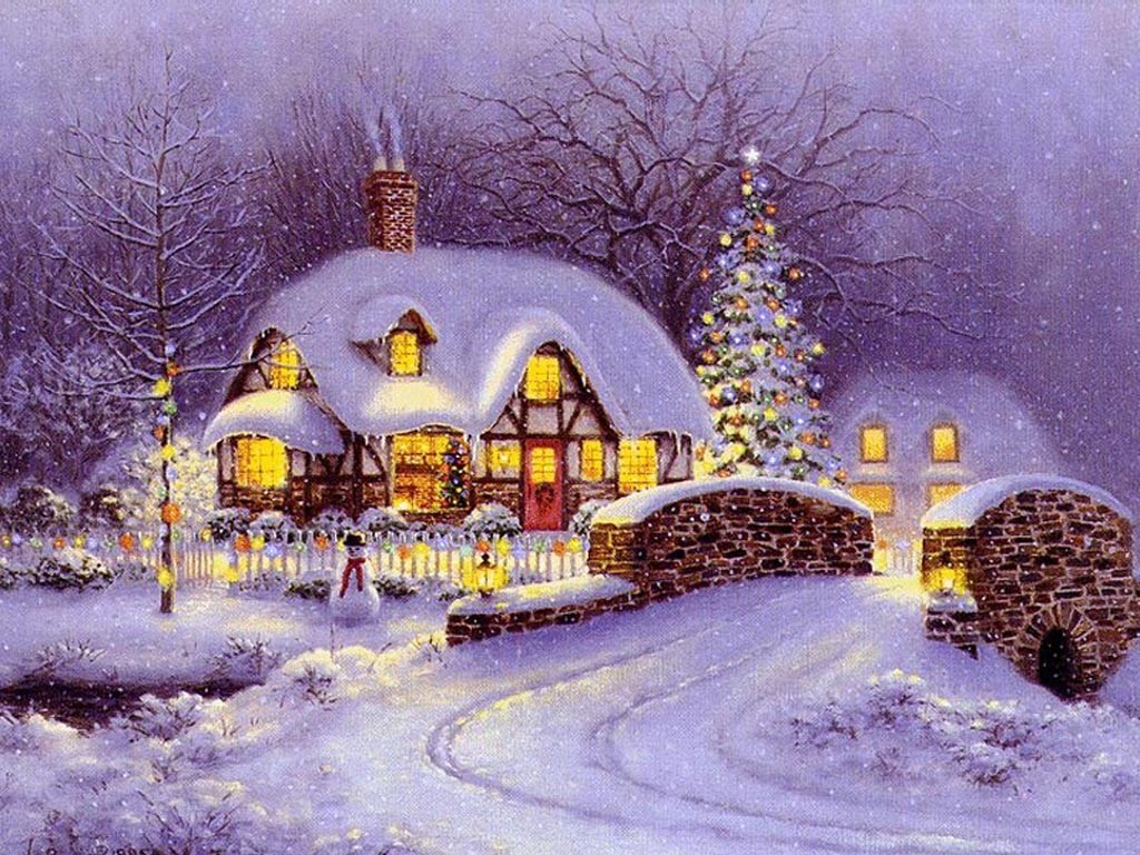 Christmas Snow House - HD Wallpaper 