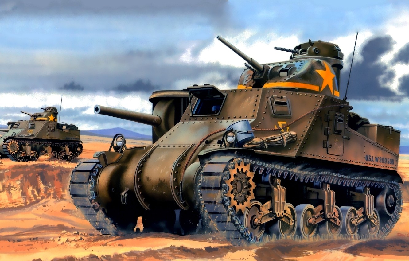 Photo Wallpaper Figure, Usa, The Second World, Medium - M3 Lee Grant In Action - HD Wallpaper 