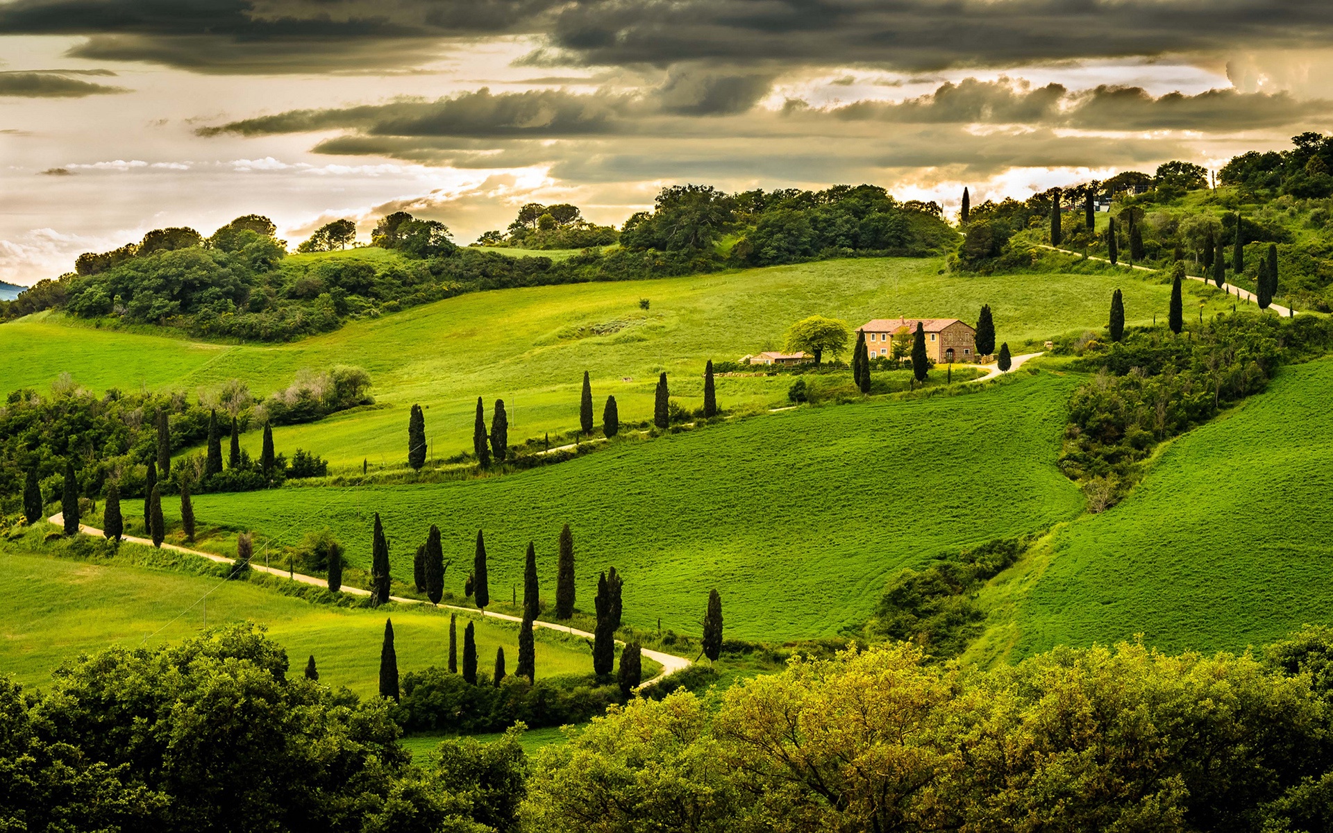 Wallpaper Umbria, Italy, Nature Landscape, Hill, House, - Umbria Landscape - HD Wallpaper 