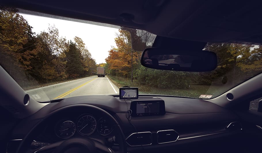 Car, Truck, Fall, Autumn, Trees, Road, Travel, Trucking, - Travel In Car - HD Wallpaper 