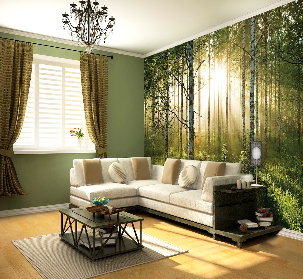 Wall Paint Ideas For Living Room With Best Forest Wallpaper - Forest Paint Room - HD Wallpaper 