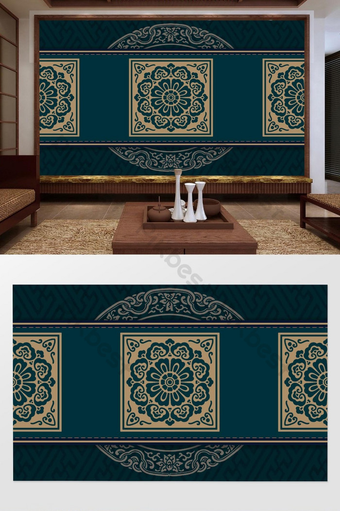 Pattern Chinese Wallpaper Geometric Shape Background - Wall - HD Wallpaper 