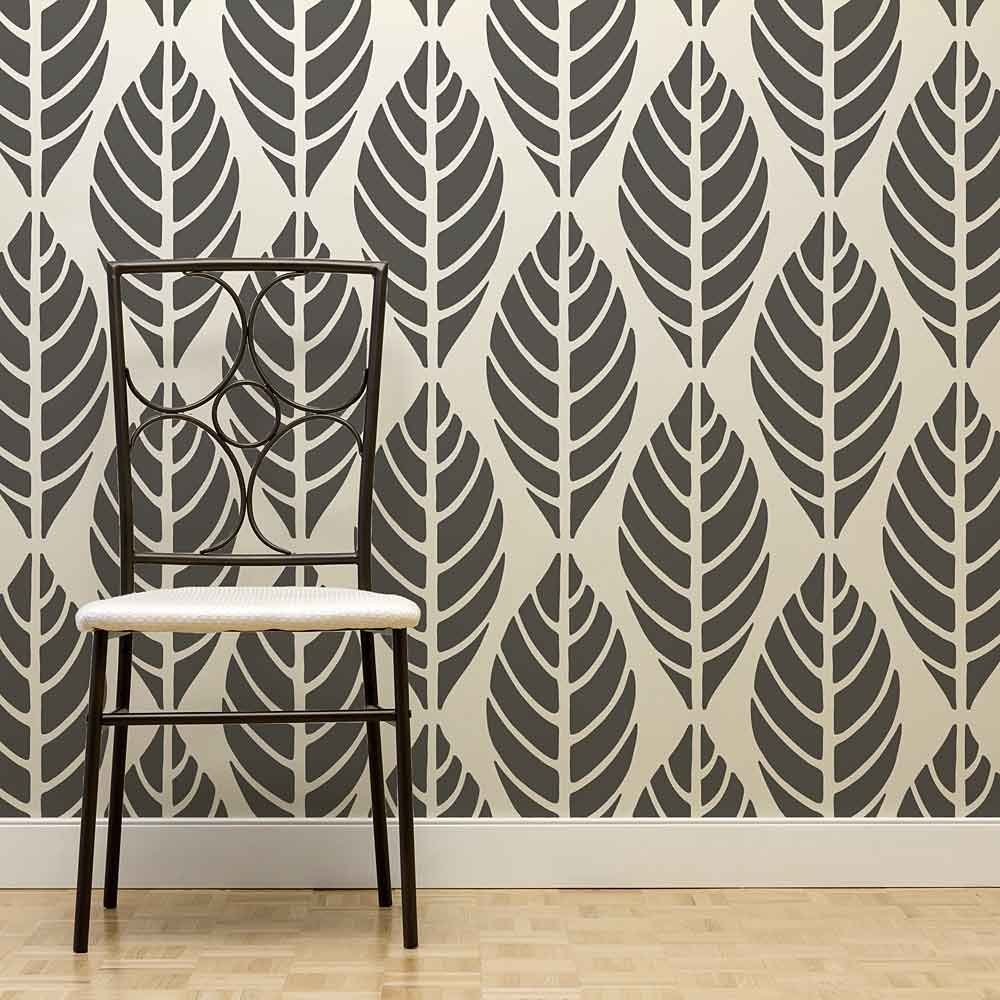 Wall Leaf Stencil Design - HD Wallpaper 