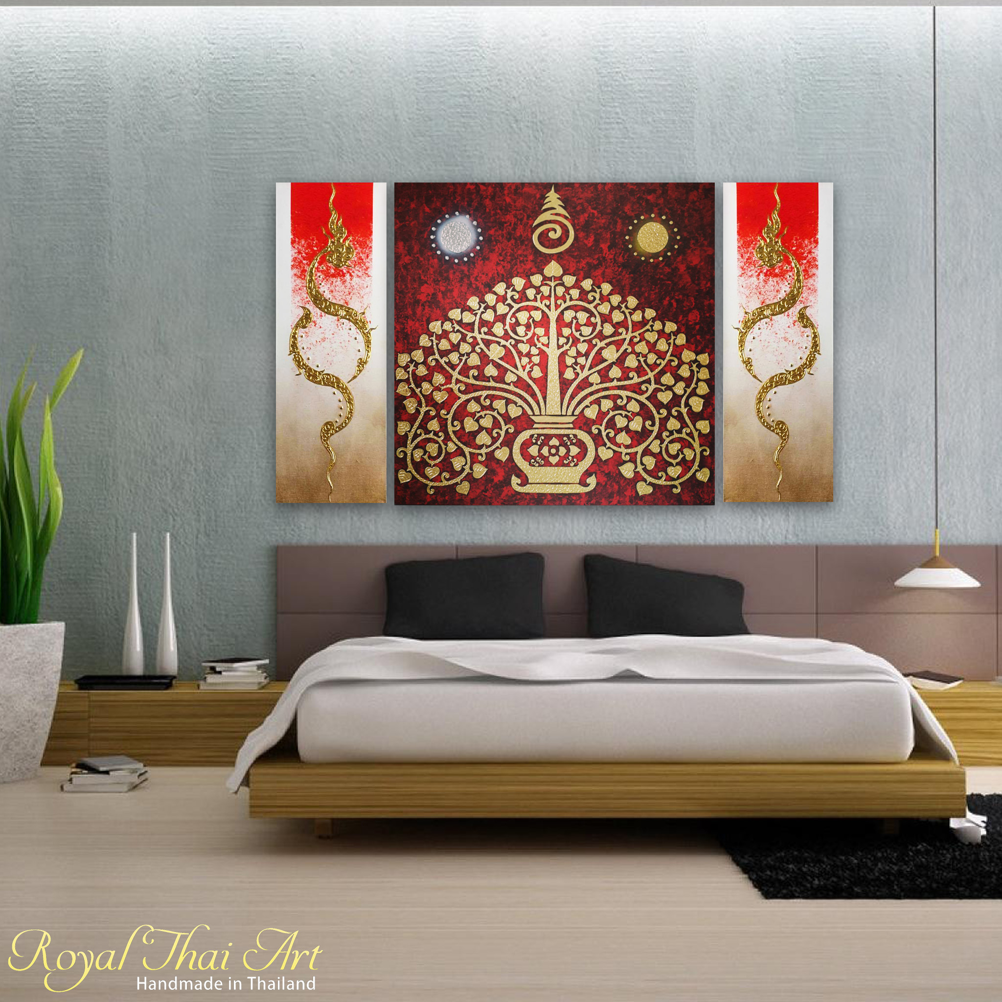 Oriental Décor Thai Art Tree Art Oriental Wall Art - Painting For South East Wall - HD Wallpaper 
