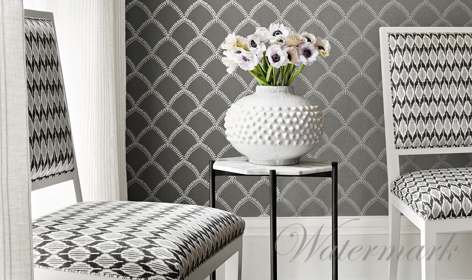 Roomshot, Item With Sku At7910 From Watermark Collection - Charcoal And Silver - HD Wallpaper 