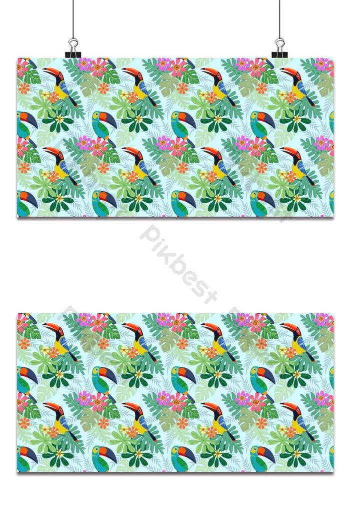 Toucan Bird And Flowers Seamless Pattern Fabric Textile - Pattern - HD Wallpaper 