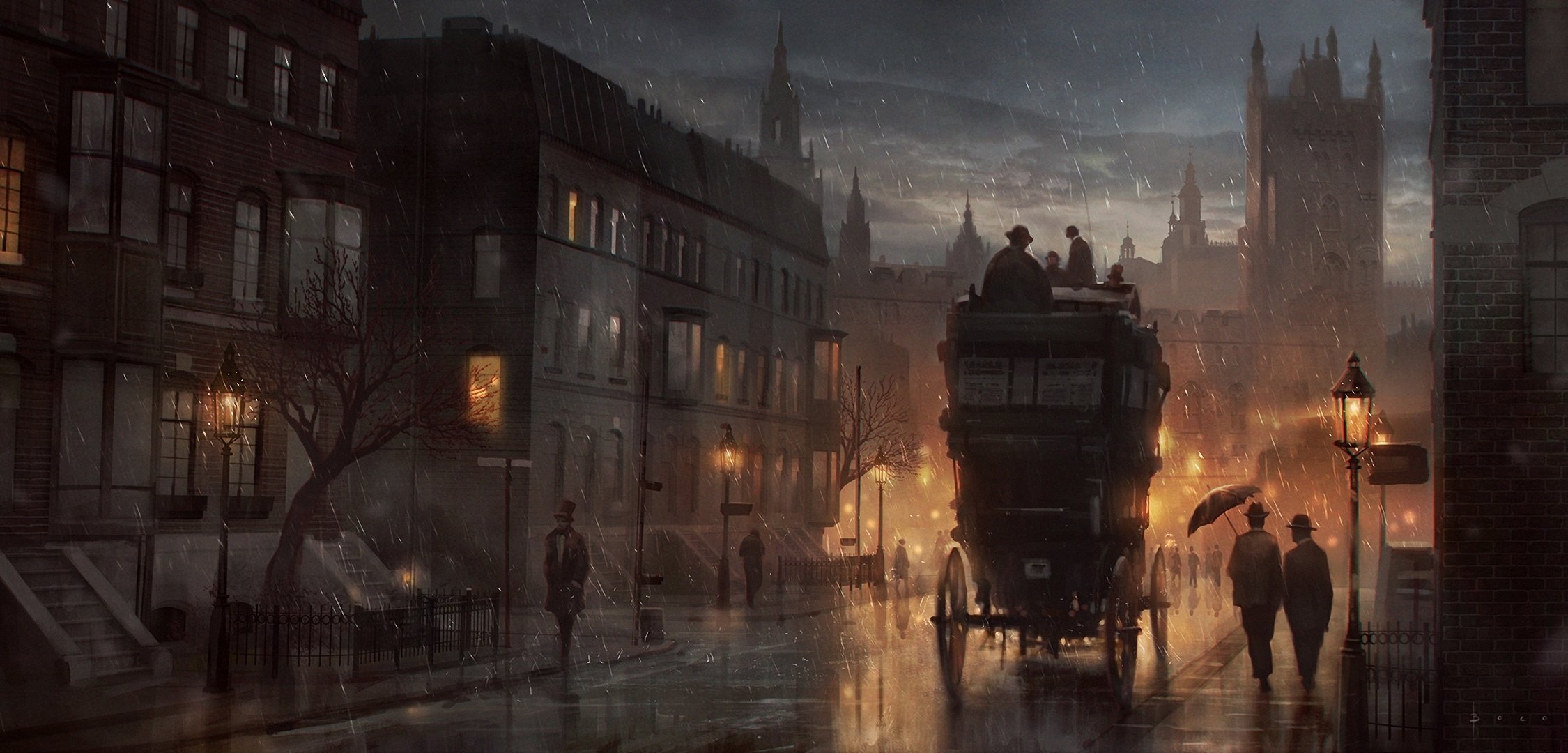 London Street Night Rain - HD Wallpaper 