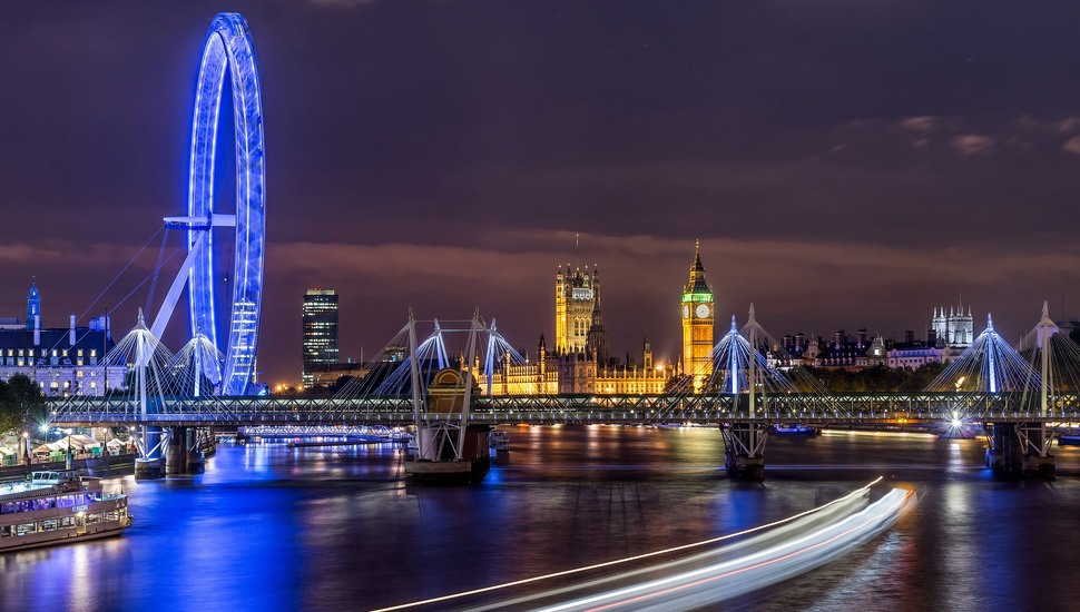River, Night, Lights, City, England, Thames, London - Background City Night London - HD Wallpaper 