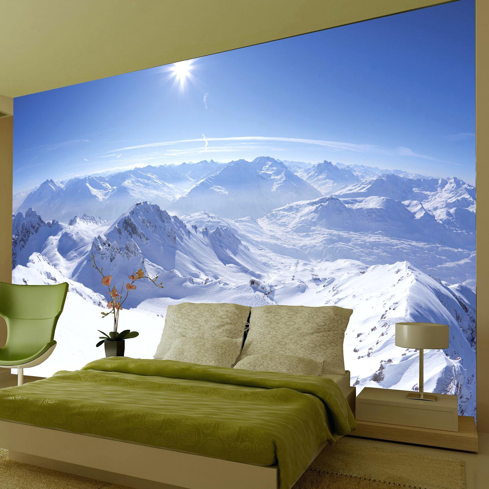 Snowy Mountain Wall Mural - HD Wallpaper 