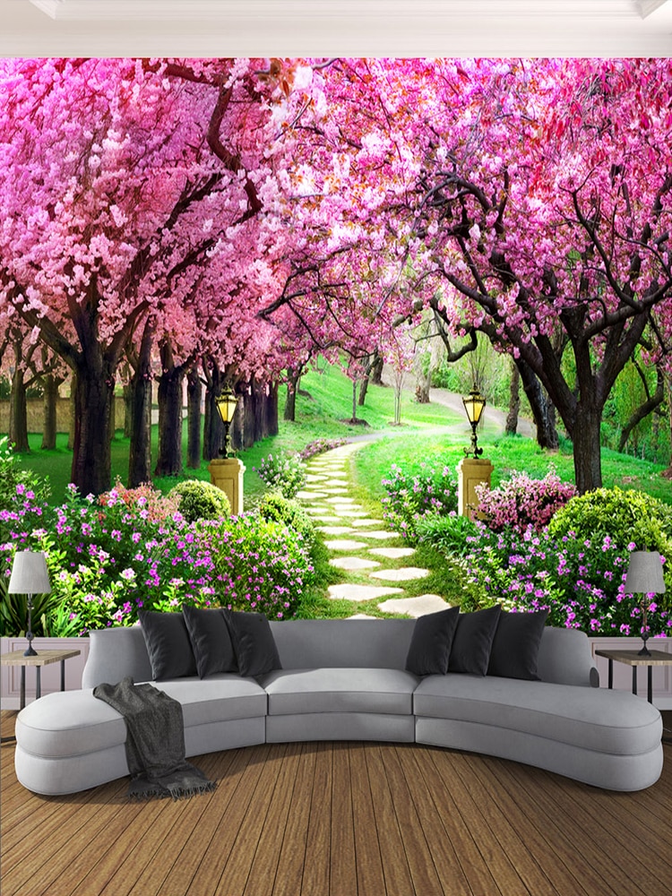 Cherry Blossom Flowers Painting - HD Wallpaper 