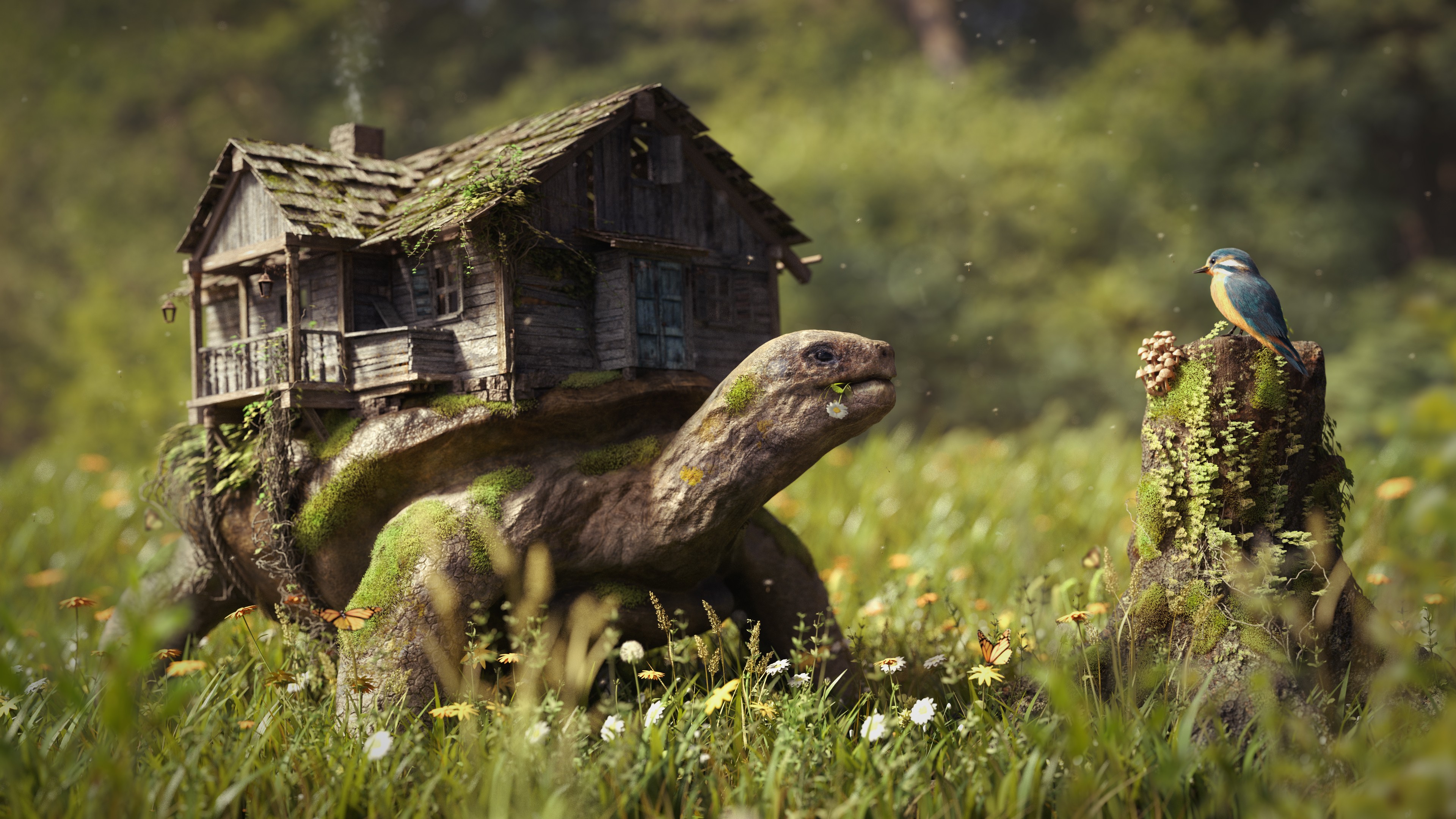 Turtle With House On Back - HD Wallpaper 