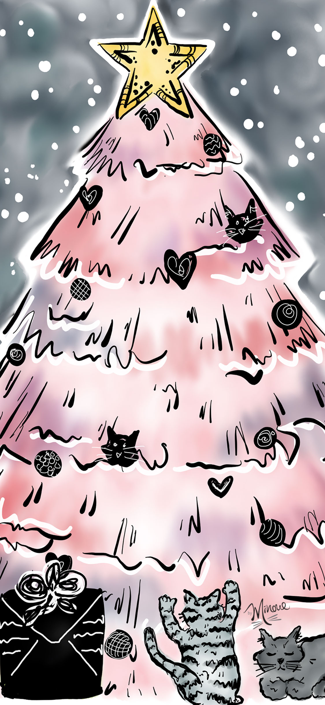 Pink Christmas Tree Wallpaper Iphone - HD Wallpaper 