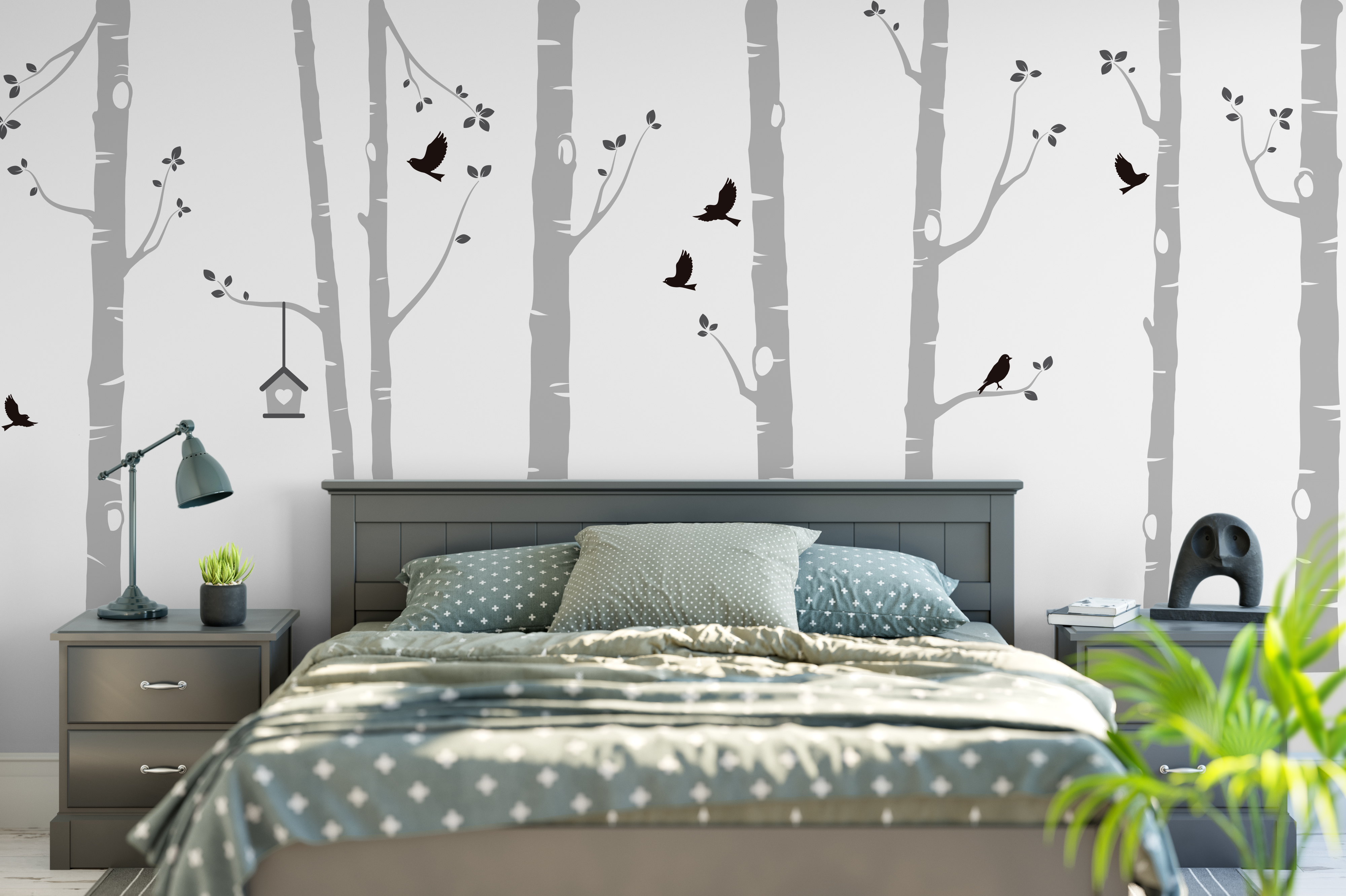 Birch Tree Wall Stickers In Grey - Display Travel Photos On Wall - HD Wallpaper 