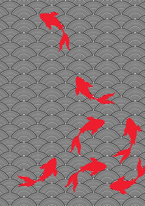Koi Fish Pattern Fabric - HD Wallpaper 