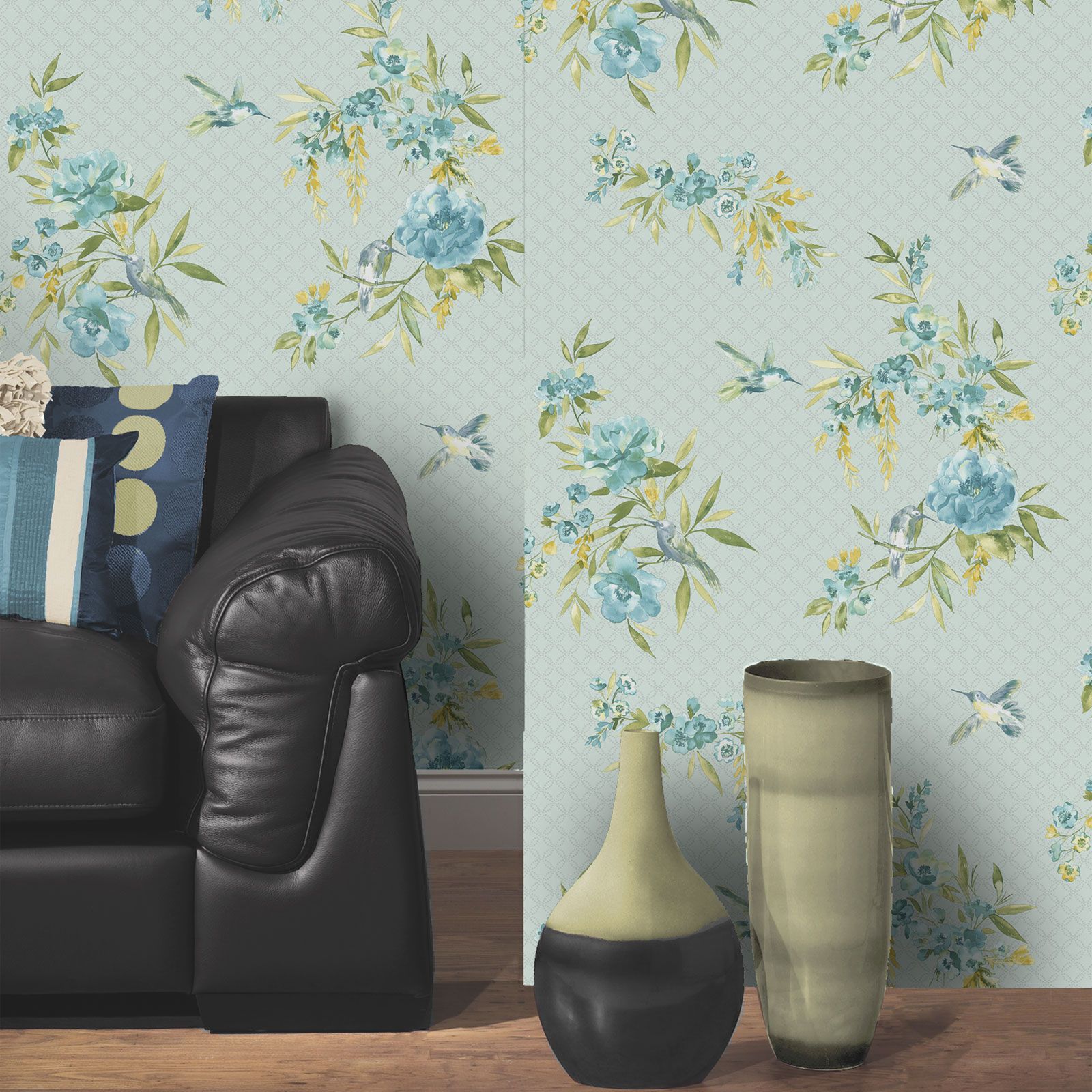 Birds Wallpaper Floral Metallic Glitter Thumbnail - Wallpaper - HD Wallpaper 