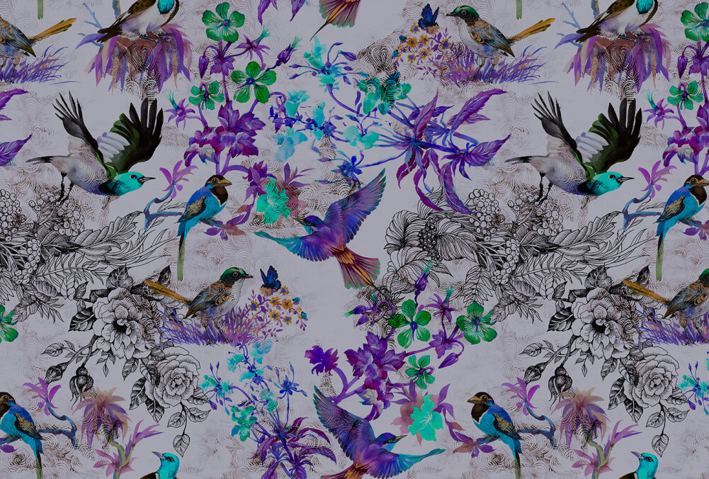 Kathrin Und Mark Patel Photo Wallpaper Funky Birds - Wall By Patel - HD Wallpaper 
