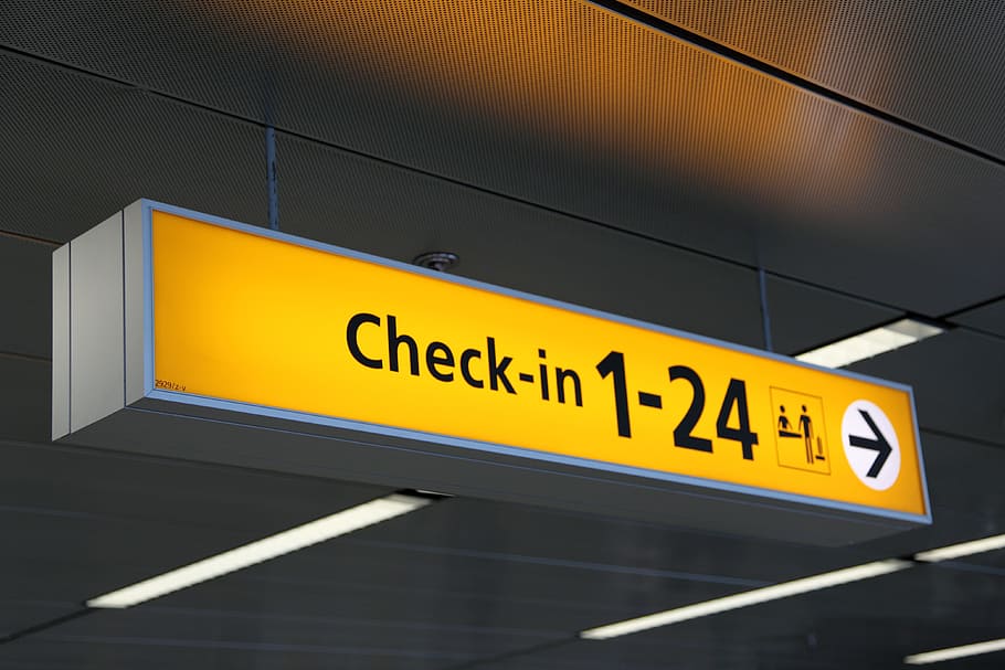 Check In 1-24 Signage, Airport, Arrow, Board, Depart, - India Airport Security Check Gender - HD Wallpaper 
