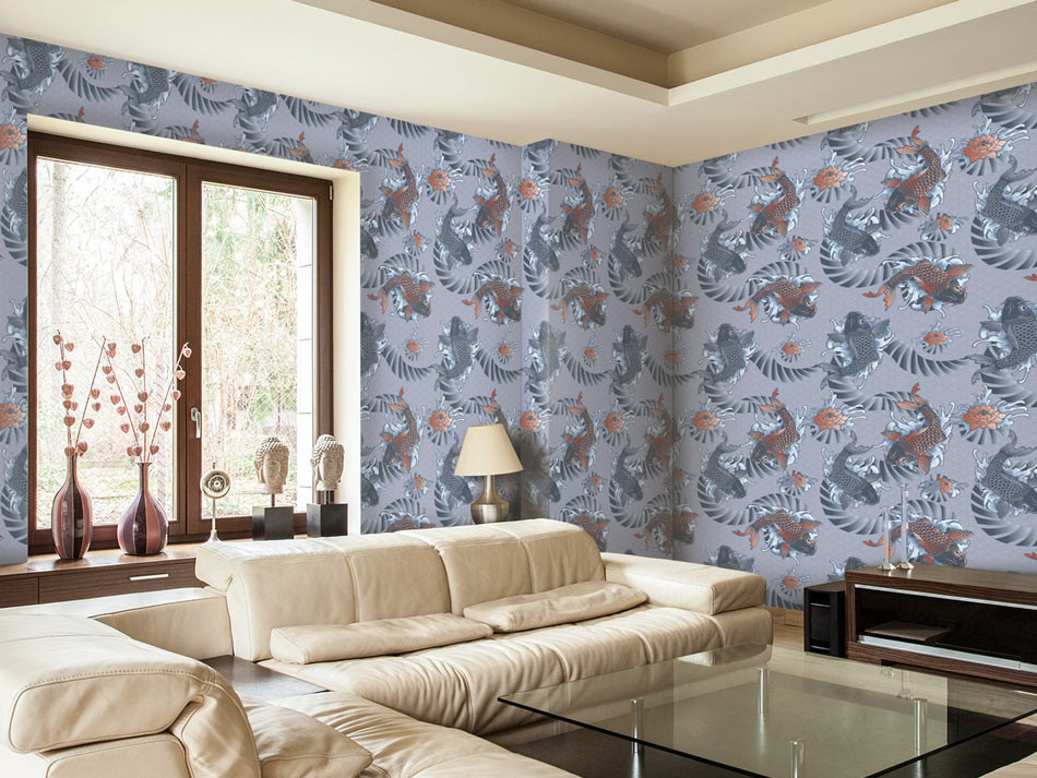 Wallpaper Asian Motif - Drawing Room Wall Colour - HD Wallpaper 
