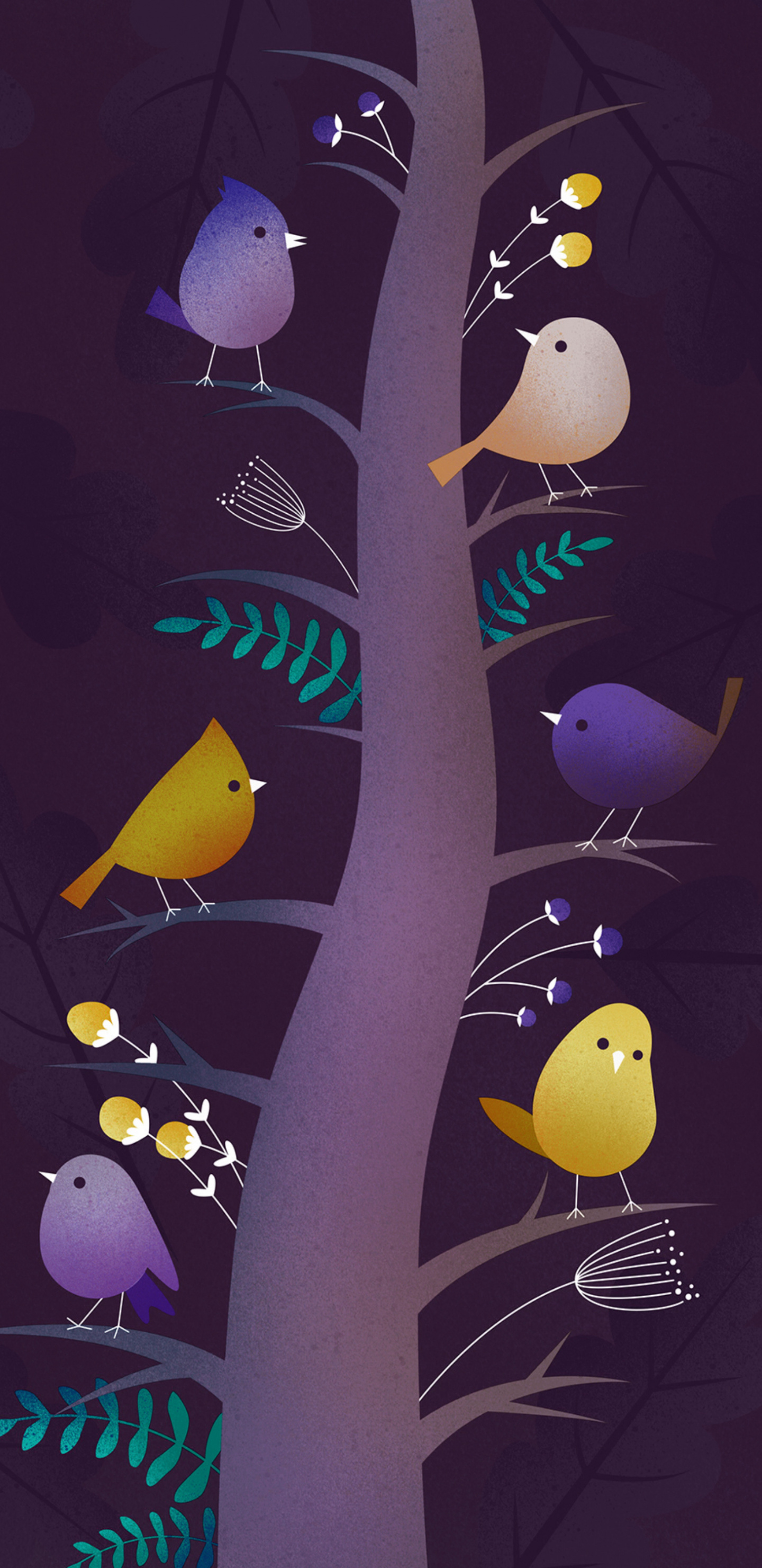 Birds, Tree, Colorful, Art, Wallpaper - Samsung Galaxy Wallpaper Birds - HD Wallpaper 