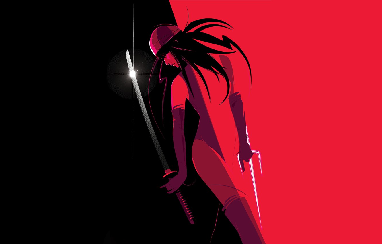 Photo Wallpaper Girl, Minimalism, Background, Art, - Marvel Elektra - HD Wallpaper 