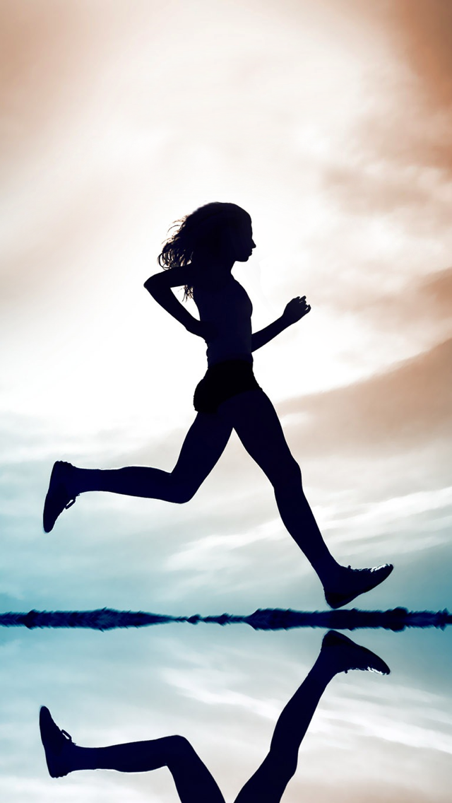Running Girl Reflection Wallpaper For Iphone 5 Archives - Fitness Motivational Poster Woman - HD Wallpaper 