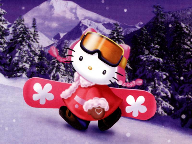 Hello Kitty Snowboarding - HD Wallpaper 
