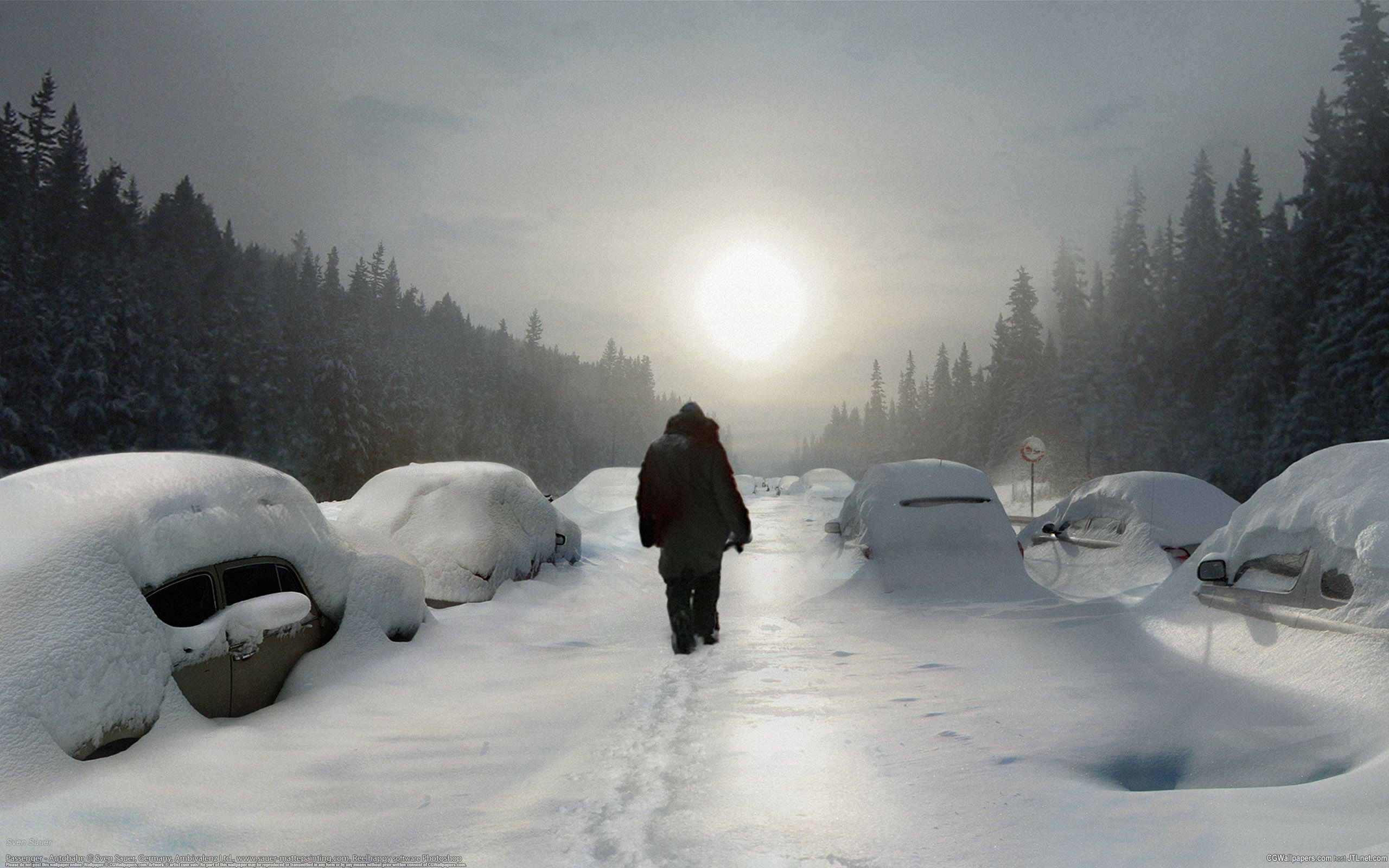 Winter, Machines, Road, Snow, Forest - Winter Blizzard - HD Wallpaper 