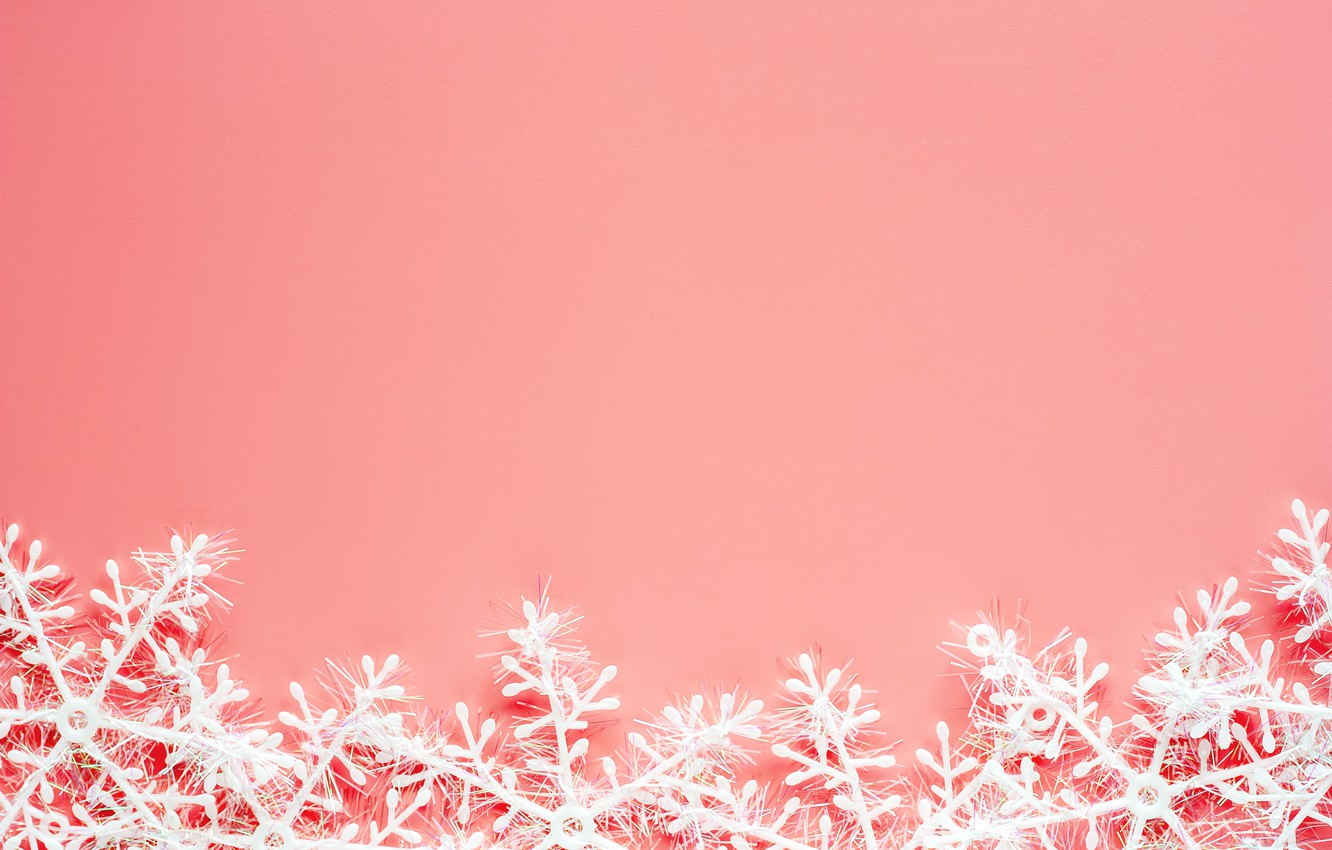 Photo Wallpaper Winter, Snowflakes, Background, Pink, - Pink Christmas Wallpaper Desktop - HD Wallpaper 