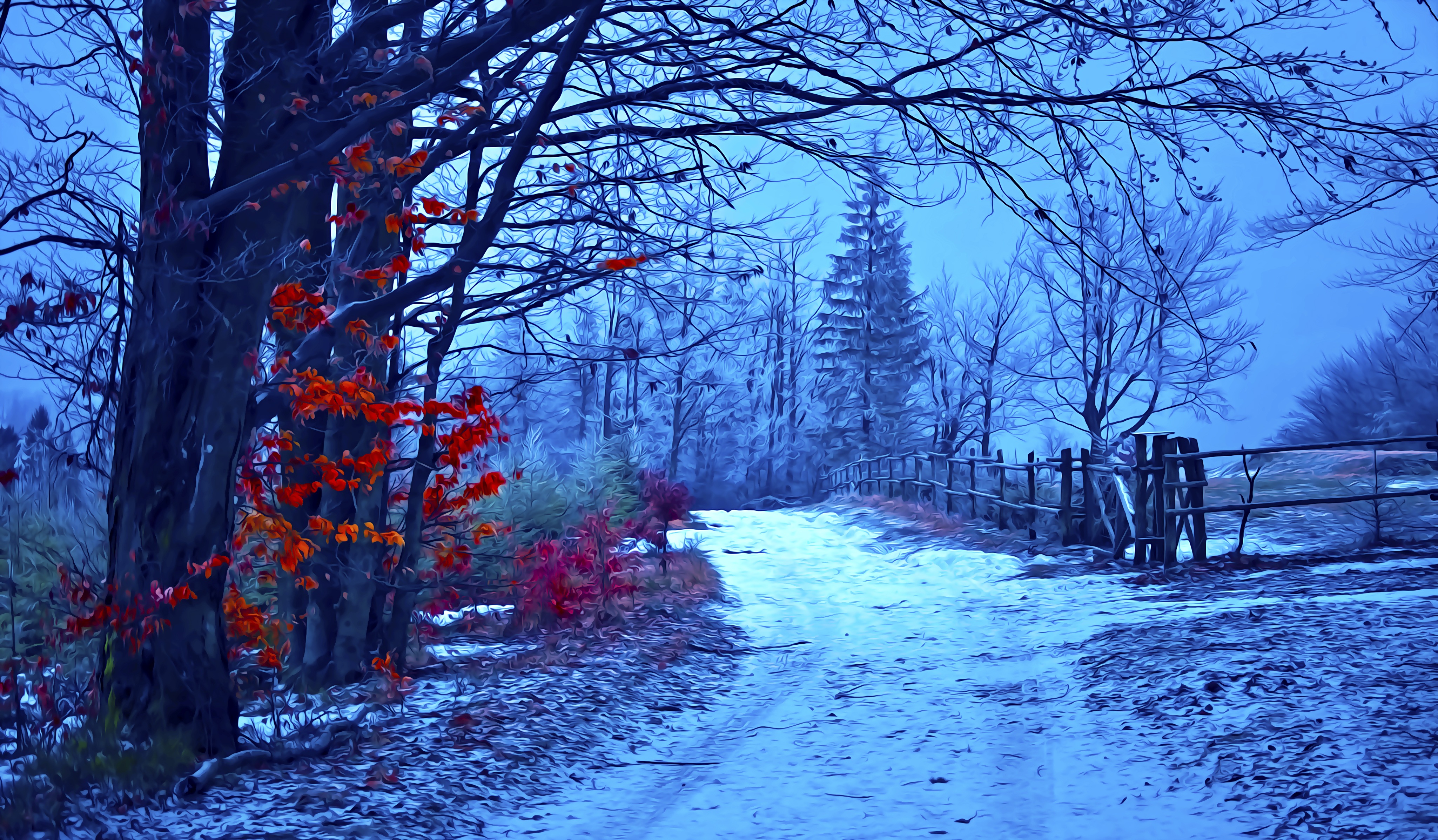Natural Snow Scenery - HD Wallpaper 